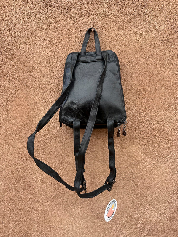 Black Leather Perlina Mini Backpack