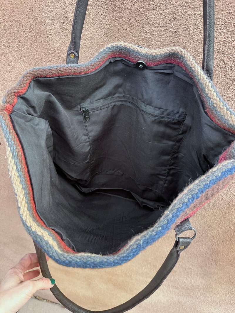 Wool Tote Bag with Leather Handles & Sterling Silver '66 Norman Pin
