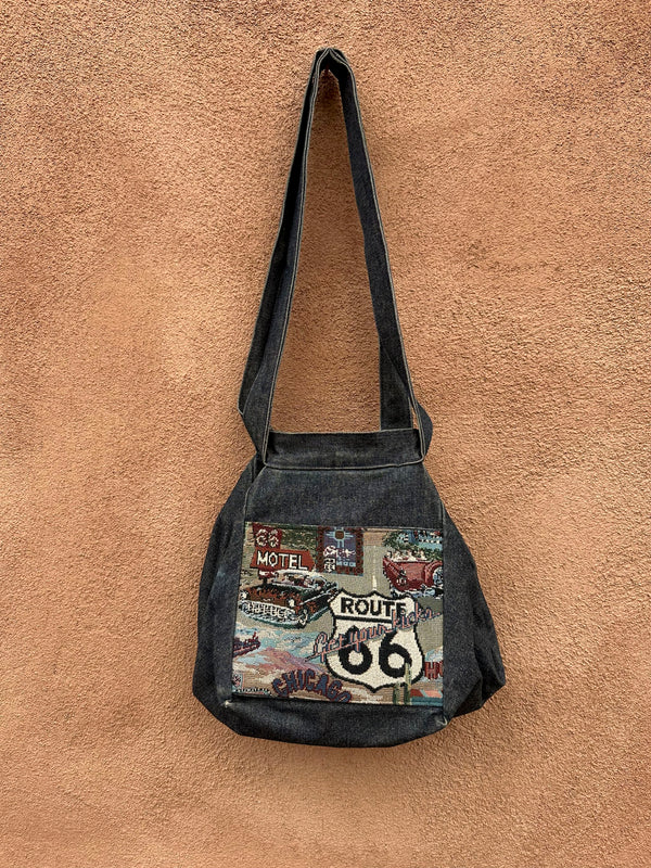 Route 66 Tapestry & Denim Convertible Purse