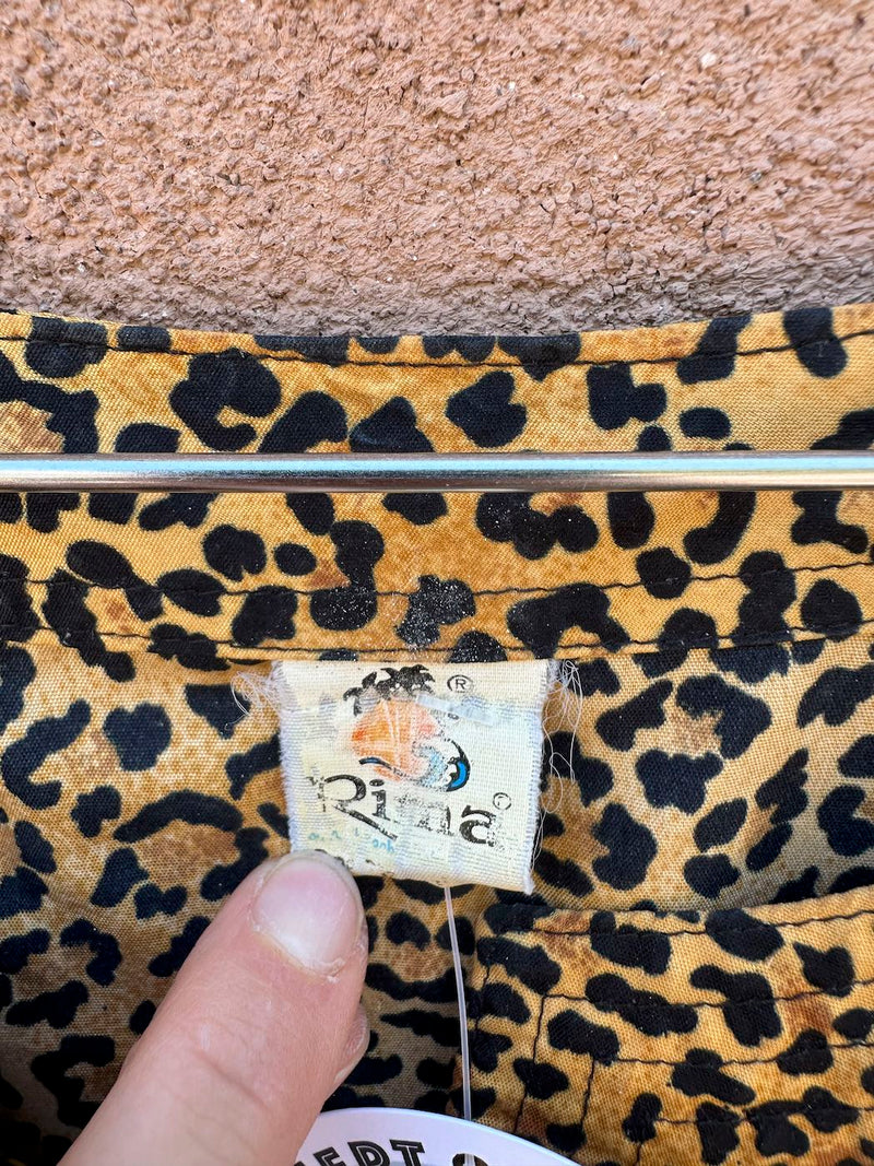 80's Leopard Print Kaftan with Leopards on Sleeve/Side