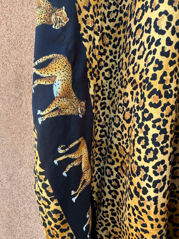 80's Leopard Print Kaftan with Leopards on Sleeve/Side