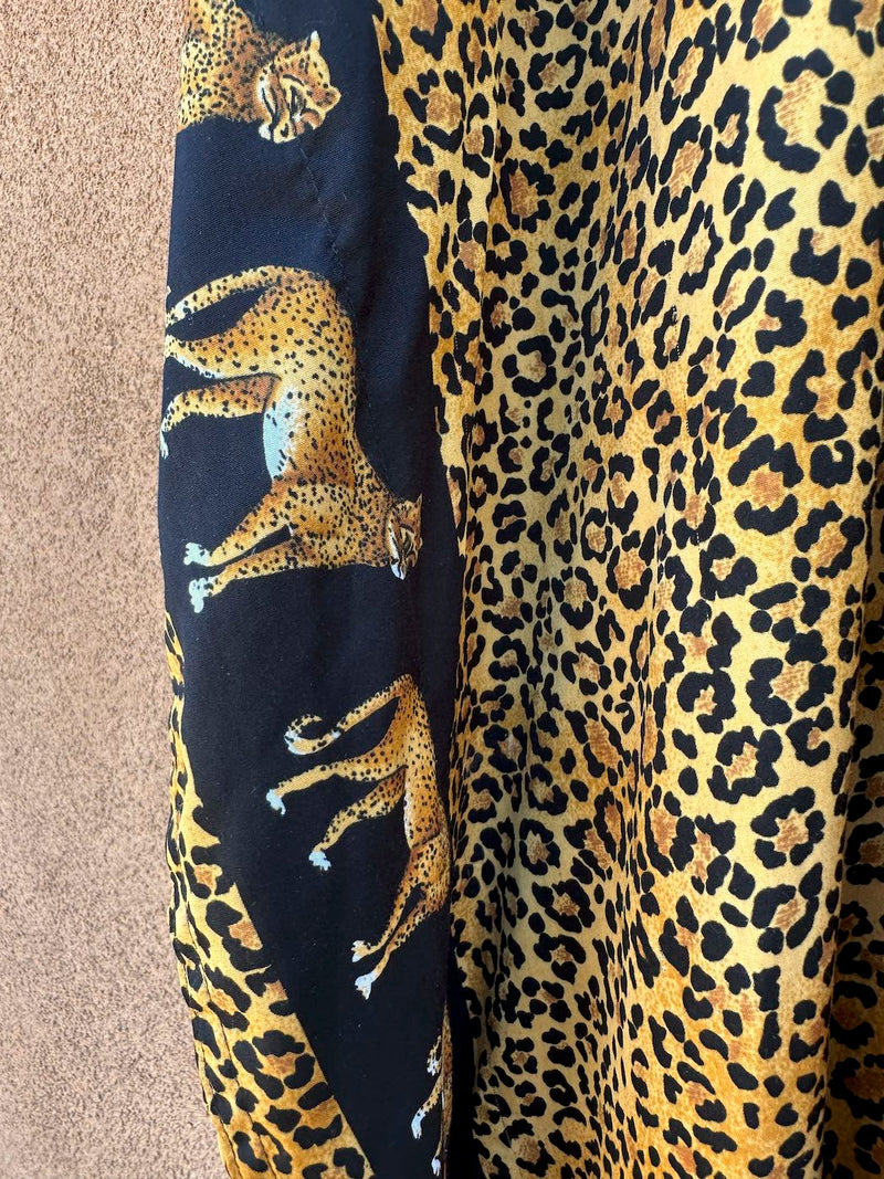80's Leopard Print Kaftan with Leopards on Sleeve/Side