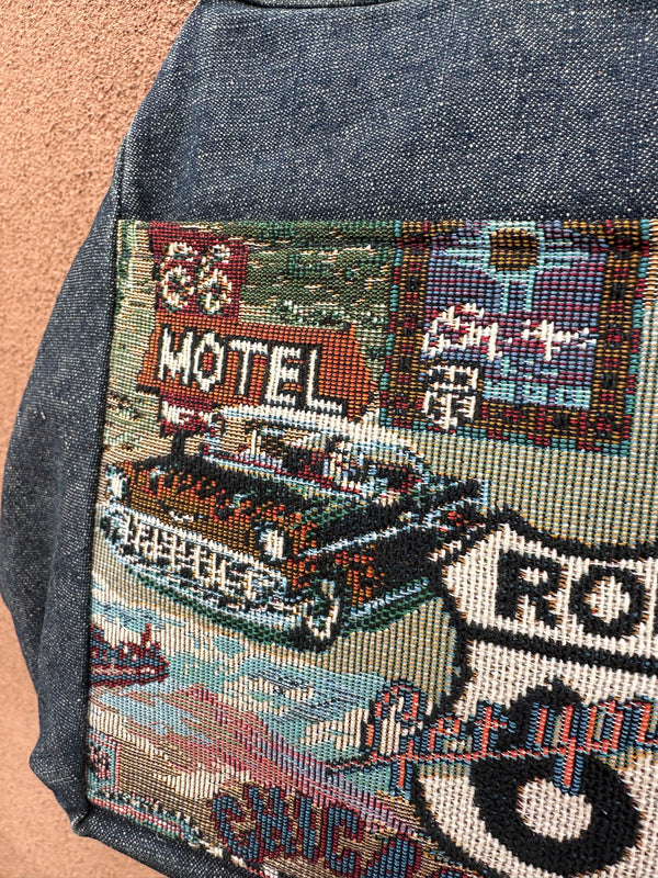 Route 66 Tapestry & Denim Convertible Purse
