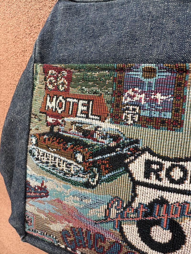 Route 66 Tapestry & Denim Convertible Purse