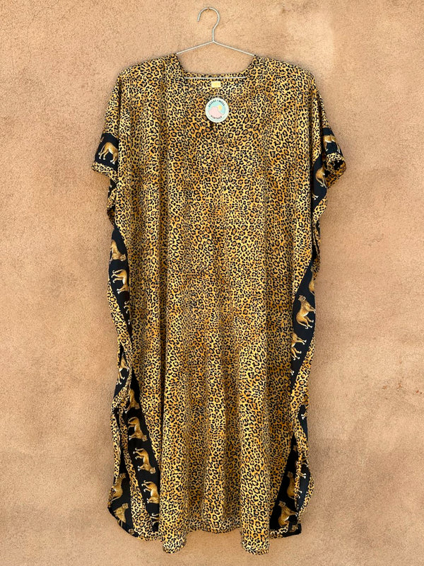 80's Leopard Print Kaftan with Leopards on Sleeve/Side