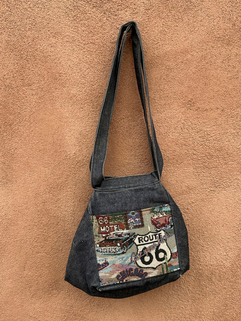 Route 66 Tapestry & Denim Convertible Purse
