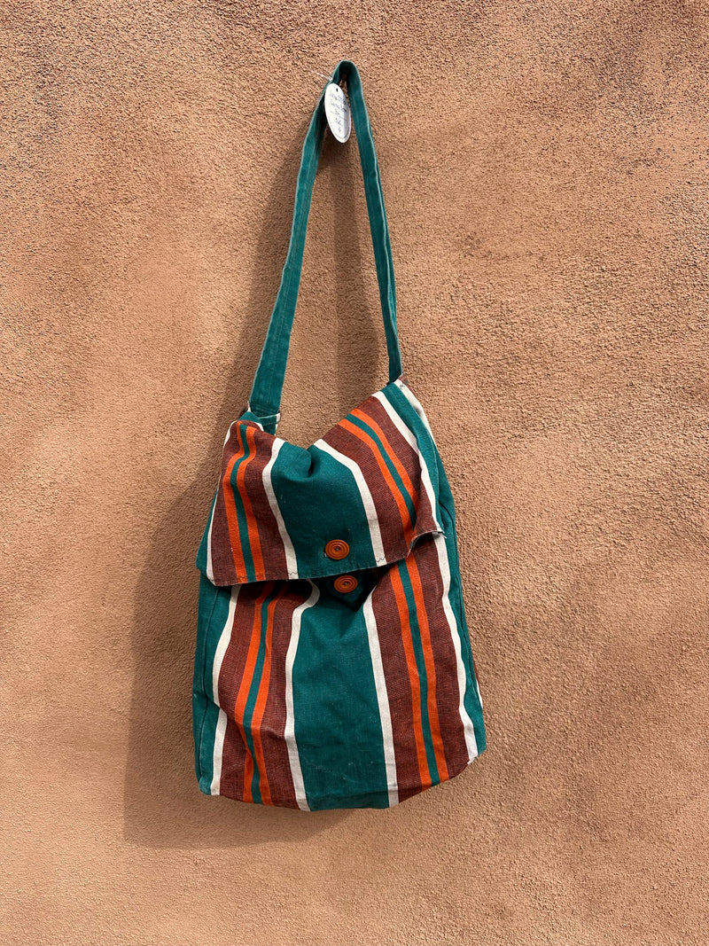 Large Striped Canvas Button Bag