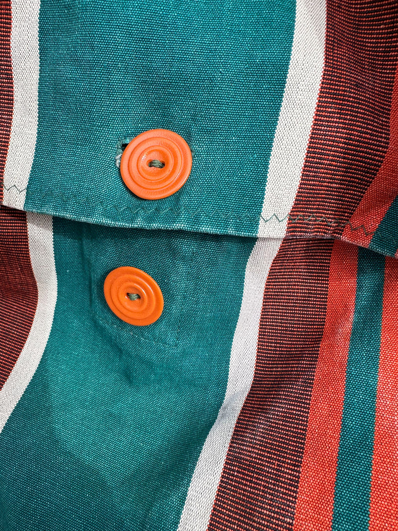 Large Striped Canvas Button Bag