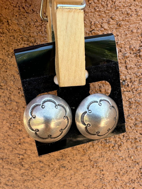 Solid Sterling Concho Clip On Earrings