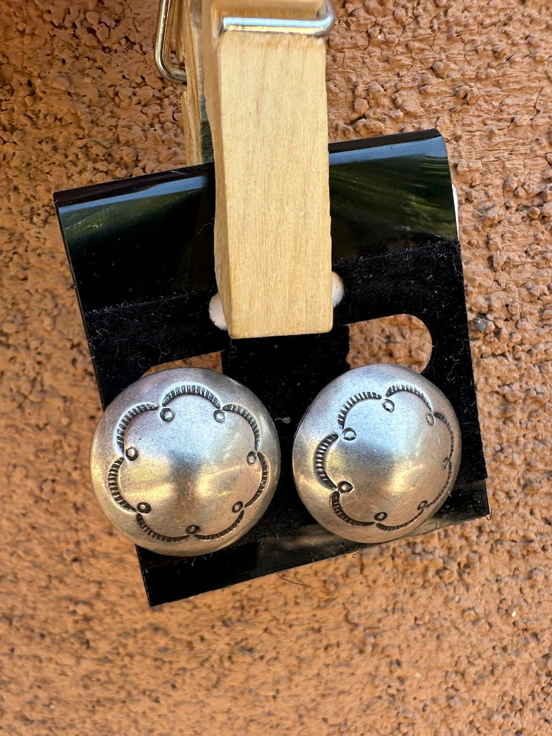 Solid Sterling Concho Clip On Earrings