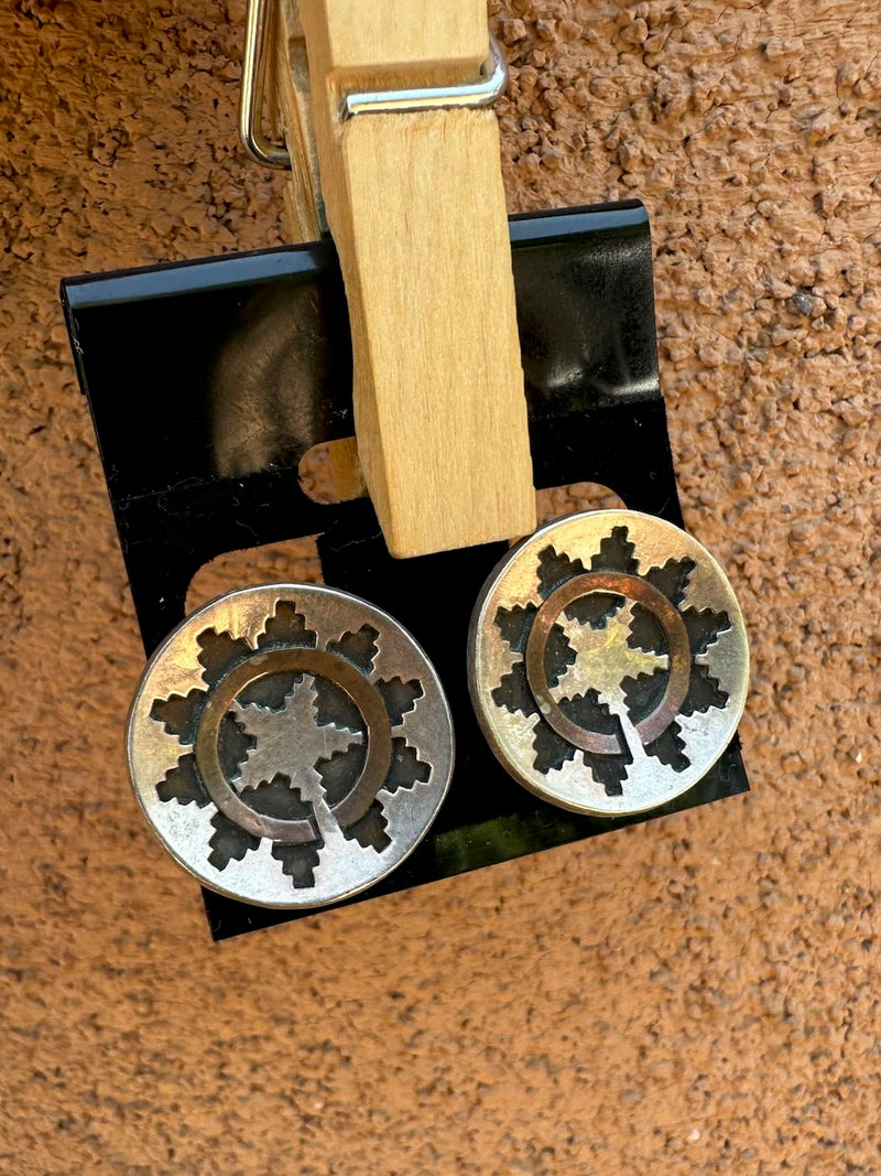 Copper and Sterling Silver Clip On Plates Earrings
