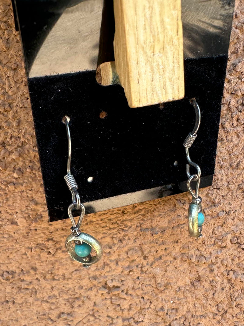 Sterling Silver Hoops with Turquoise Beads