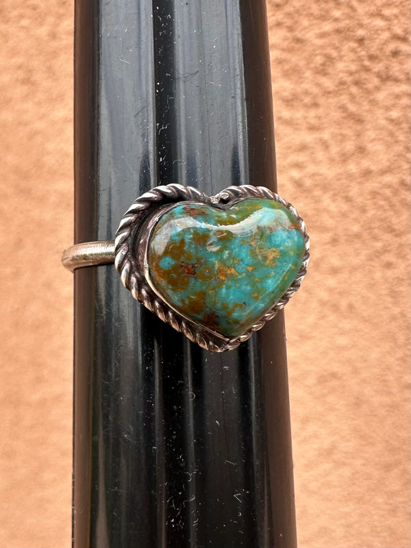 Old Pawn Turquoise Heart and Sterling Silver Ring
