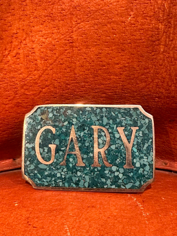 Gary Belt Buckle with Turquoise Flake