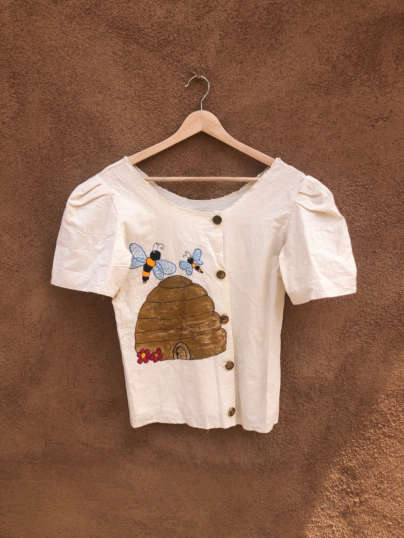 Cute Honeybee Cotton Top - Wide Neck