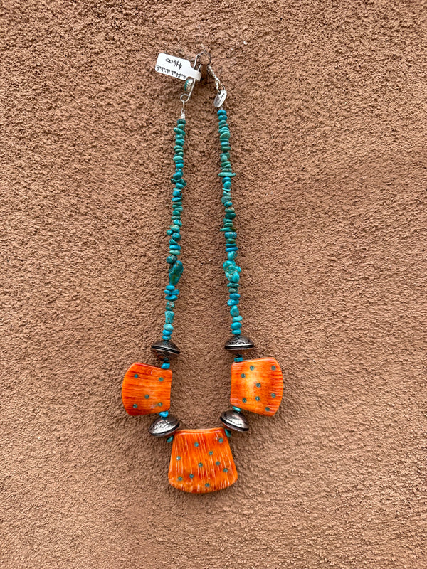 Betty Yellowhorse Spiny Oyster, Turquoise & Buffalo Nickel Necklace