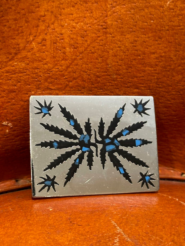Silvertone Marijuana Leaf Belt Buckle