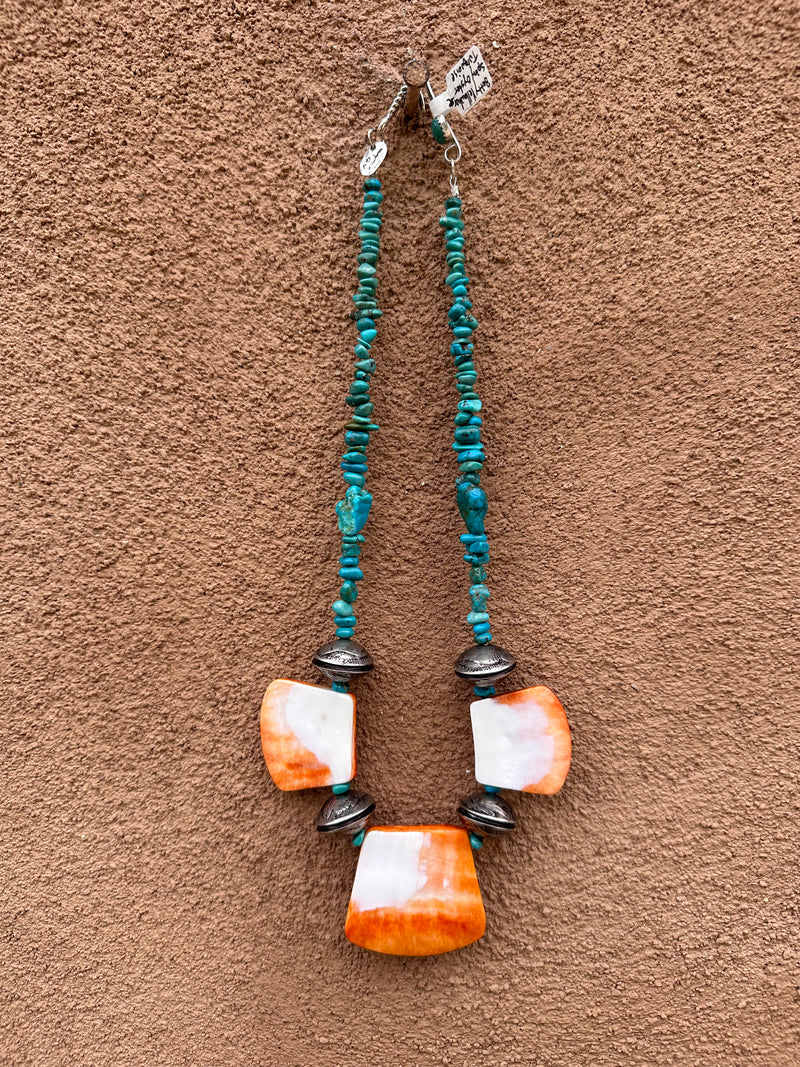 Betty Yellowhorse Spiny Oyster, Turquoise & Buffalo Nickel Necklace