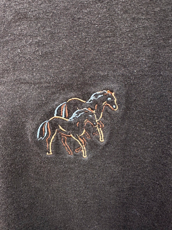 Wild Horse Embroidered Henley T-shirt