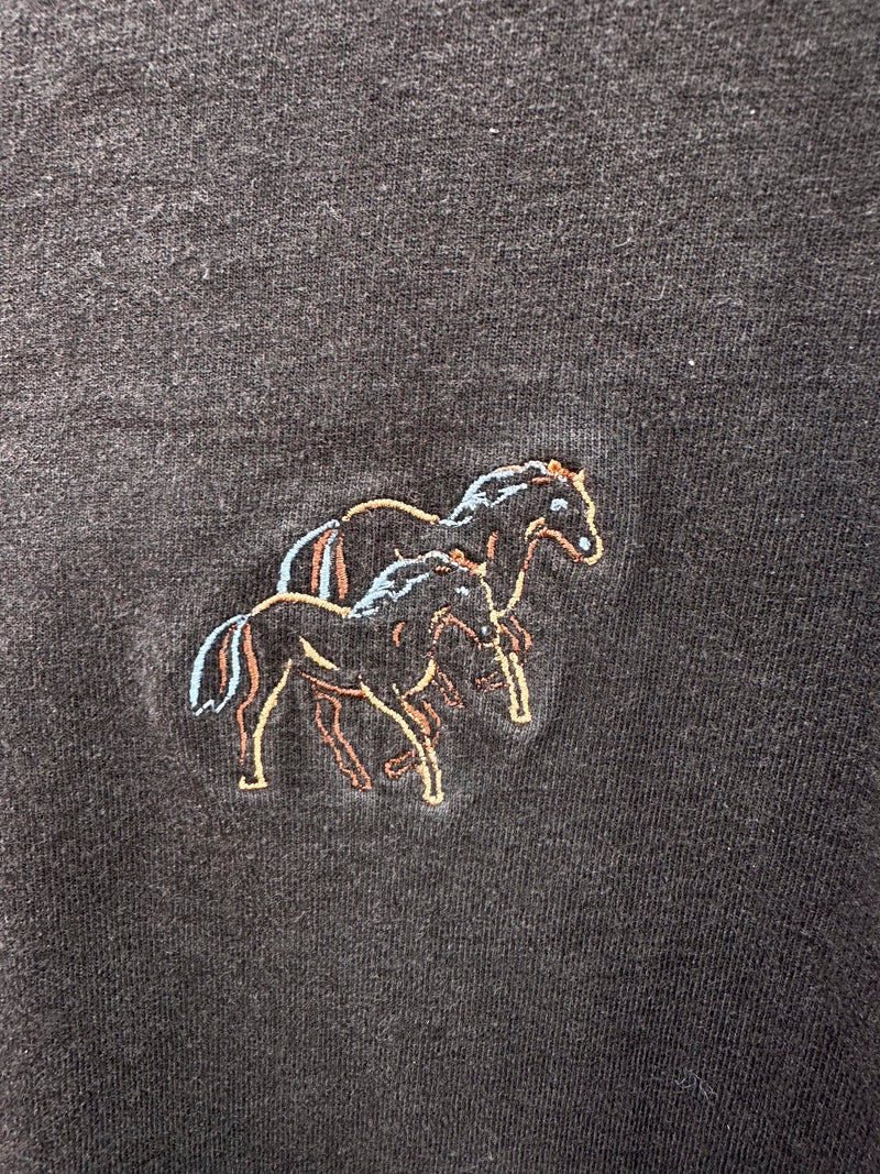 Wild Horse Embroidered Henley T-shirt
