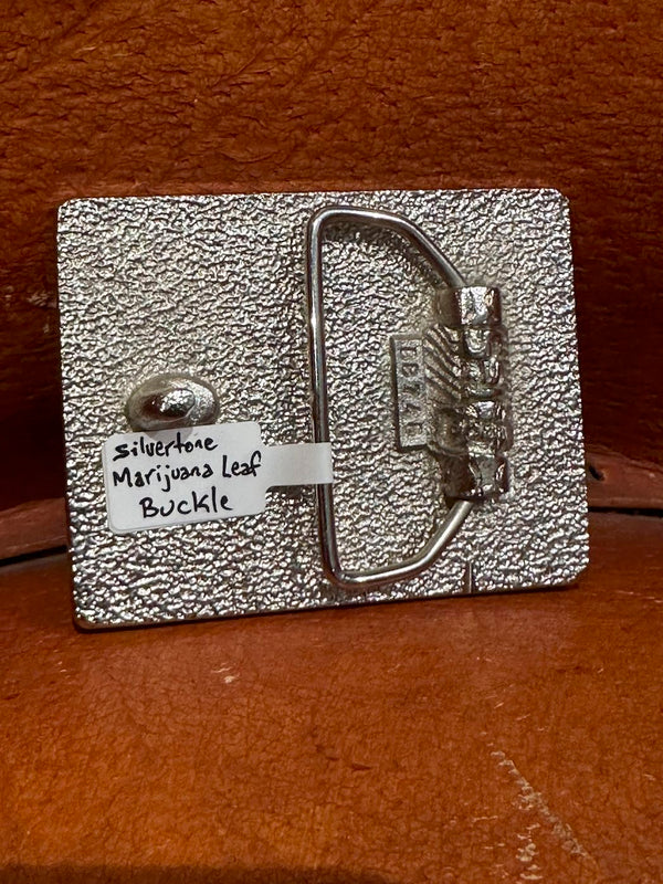Silvertone Marijuana Leaf Belt Buckle