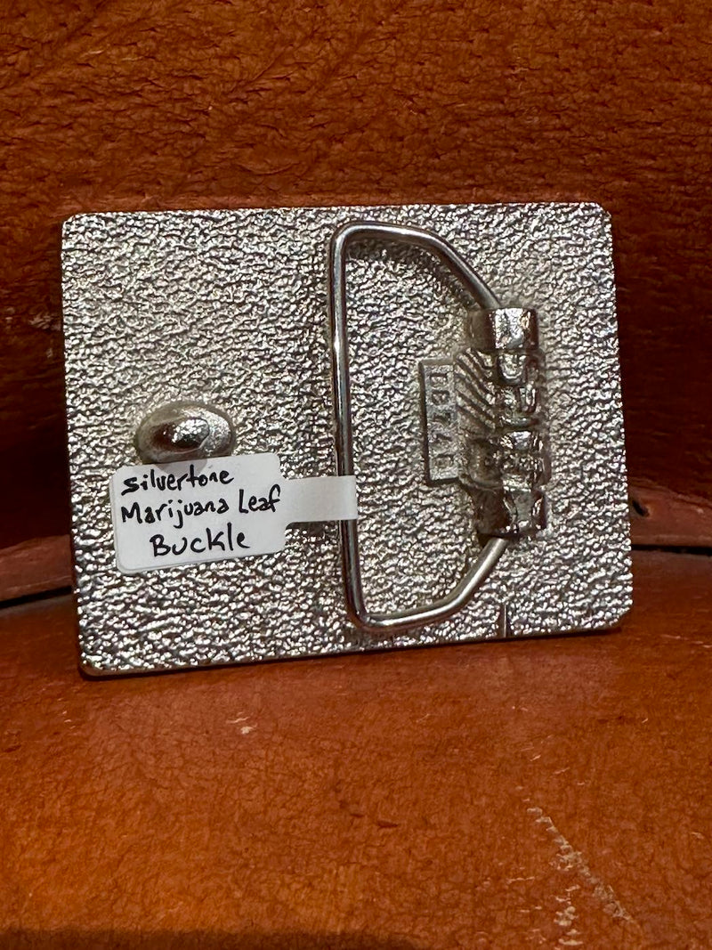 Silvertone Marijuana Leaf Belt Buckle