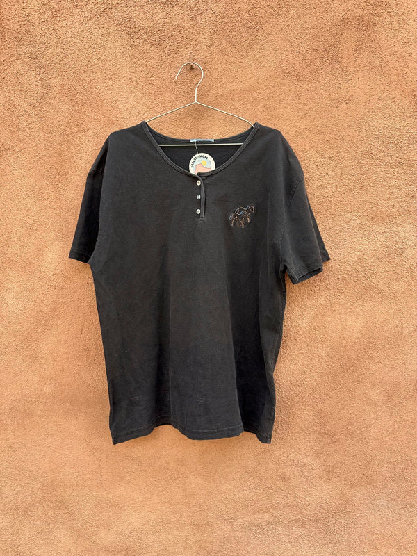 Wild Horse Embroidered Henley T-shirt