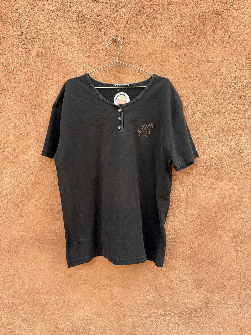 Wild Horse Embroidered Henley T-shirt