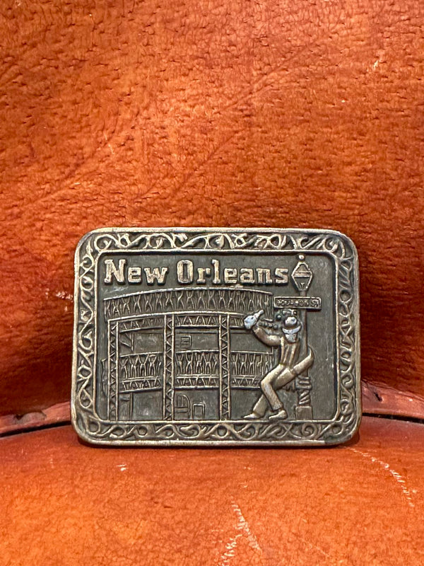 New Orleans Bourbon St. Brass Belt Buckle