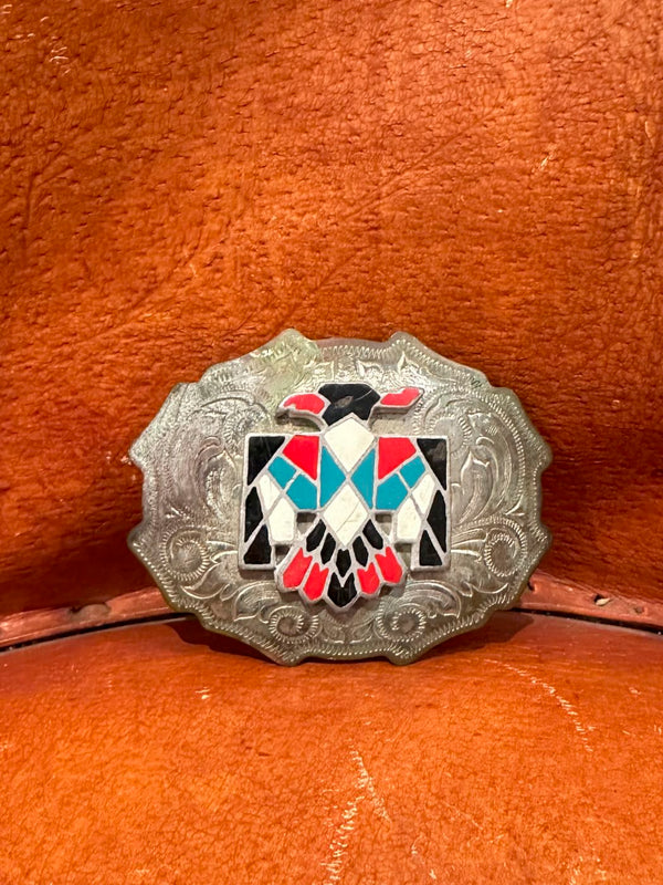 Zuni Style Thunderbird Belt Buckle - as is