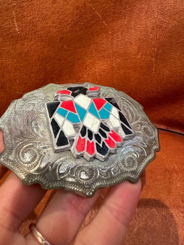 Zuni Style Thunderbird Belt Buckle - as is