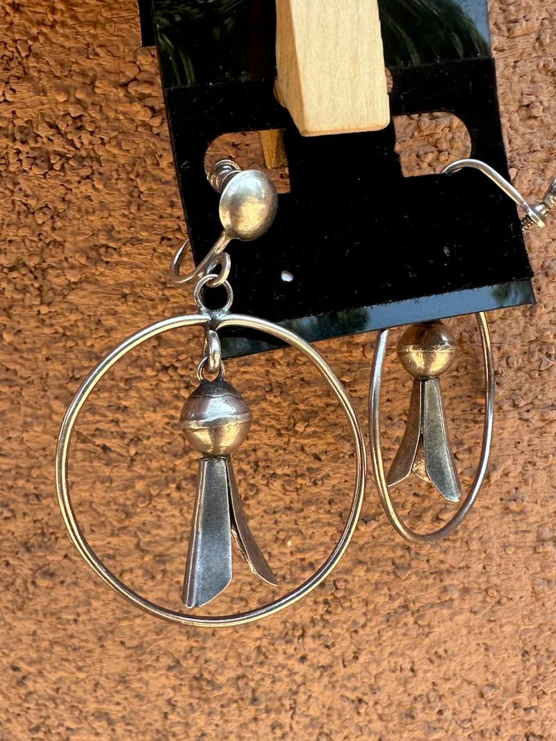 Sterling Hoops and Blossoms Screw Back Earrings