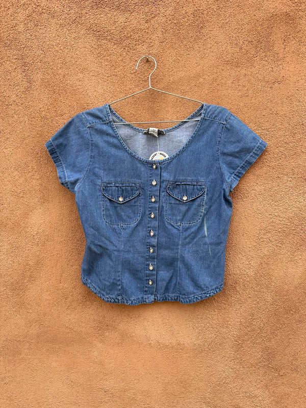 Bonjour Scoop Neck Denim Blouse - as is