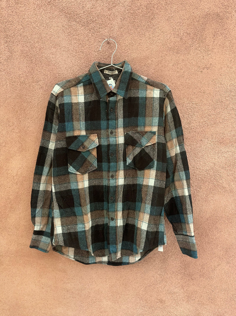 Blue/Tan Plaid Van Heusen Wool Blend Shirt