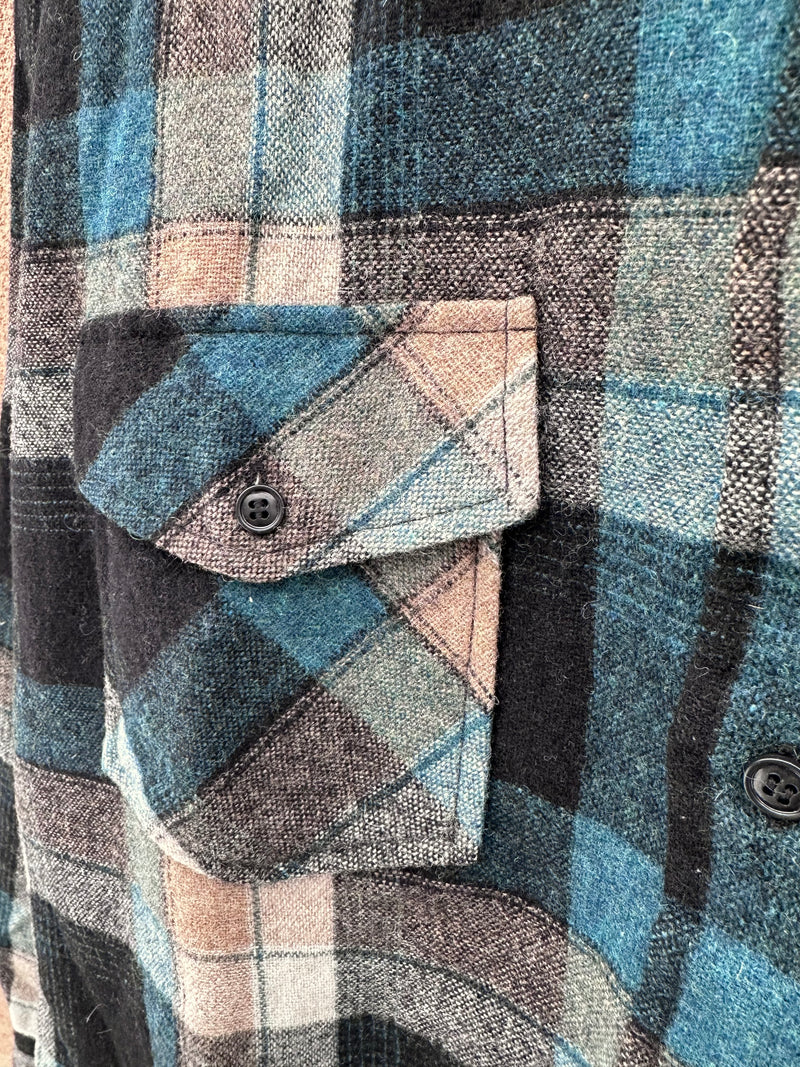 Blue/Tan Plaid Van Heusen Wool Blend Shirt