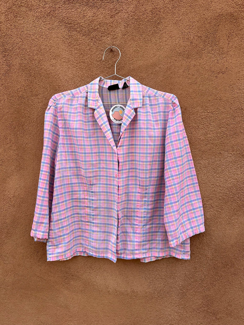 Esquel Pink Plaid Blouse