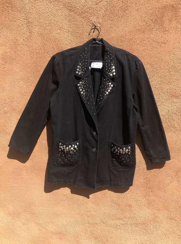 Black Denim Jacket with Amazing Stud Work