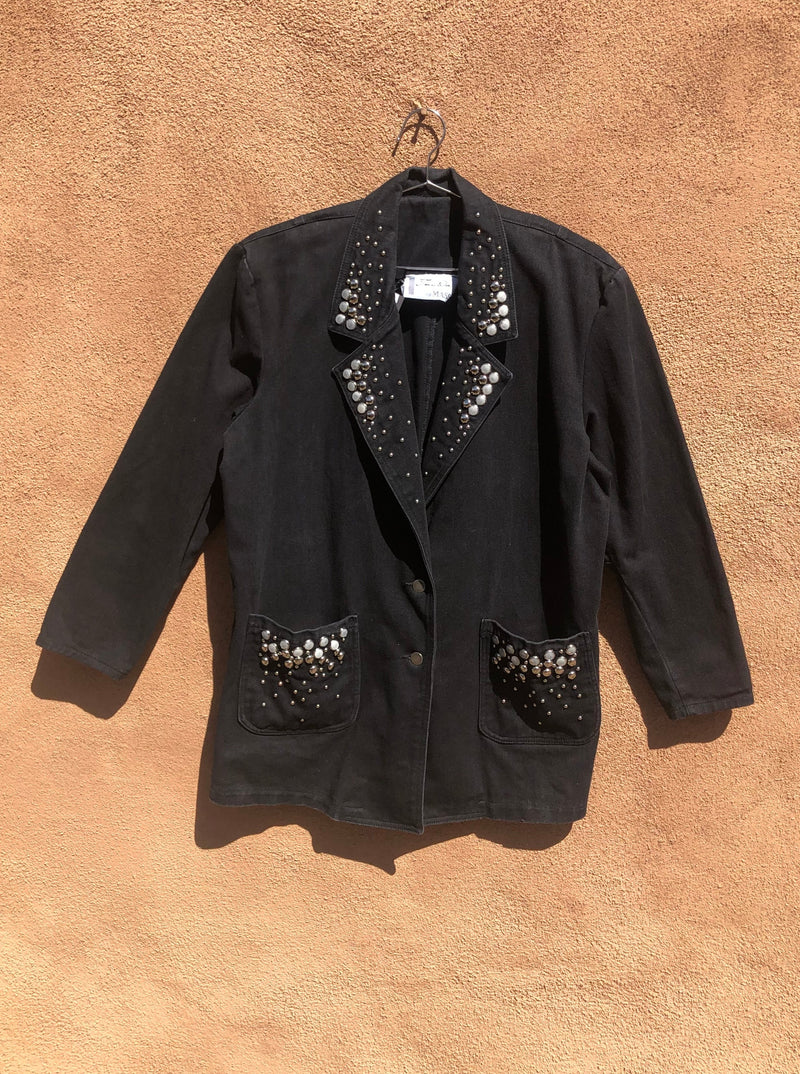 Black Denim Jacket with Amazing Stud Work