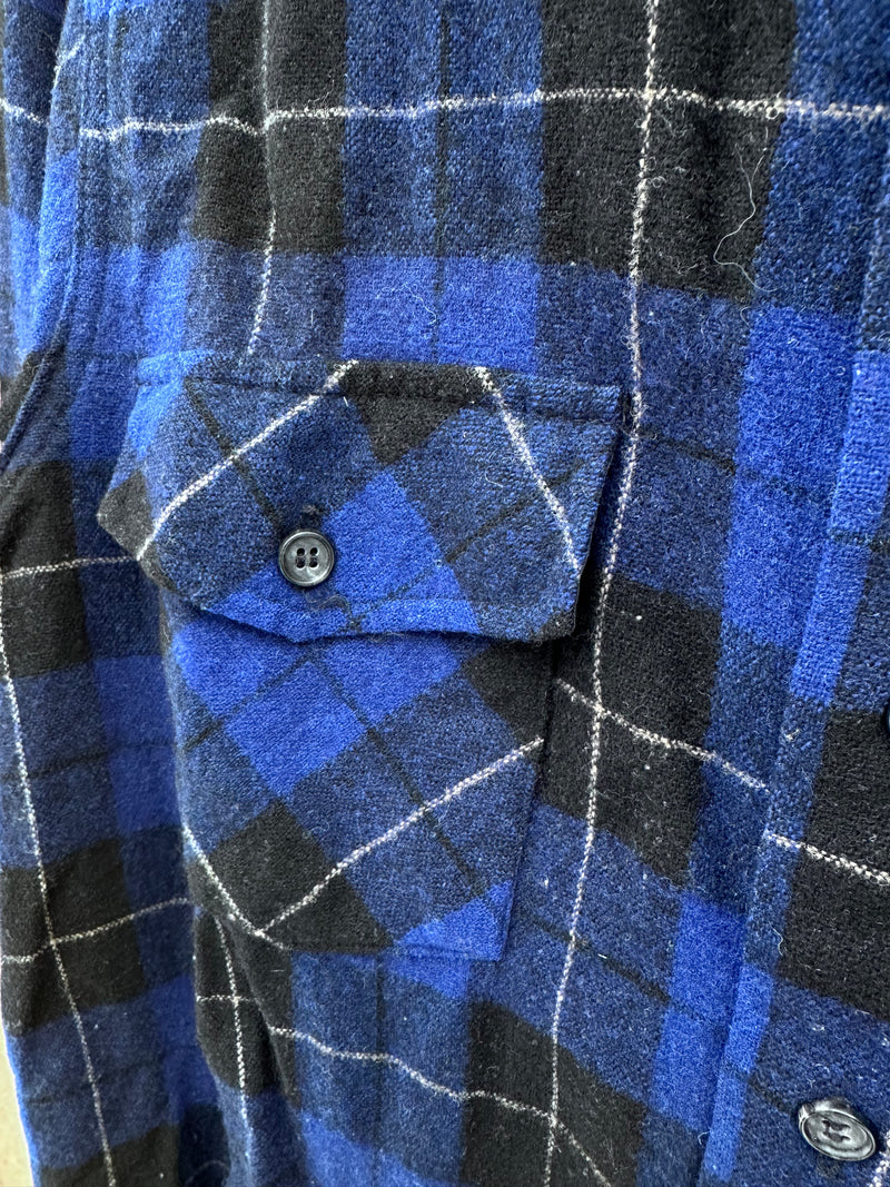 Blue & Black 100% Wool Plaid Shirt by Woolrich