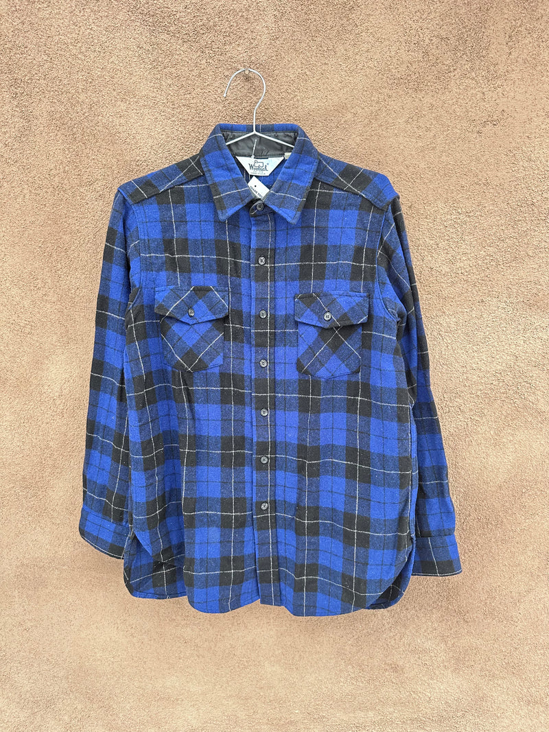 Blue & Black 100% Wool Plaid Shirt by Woolrich