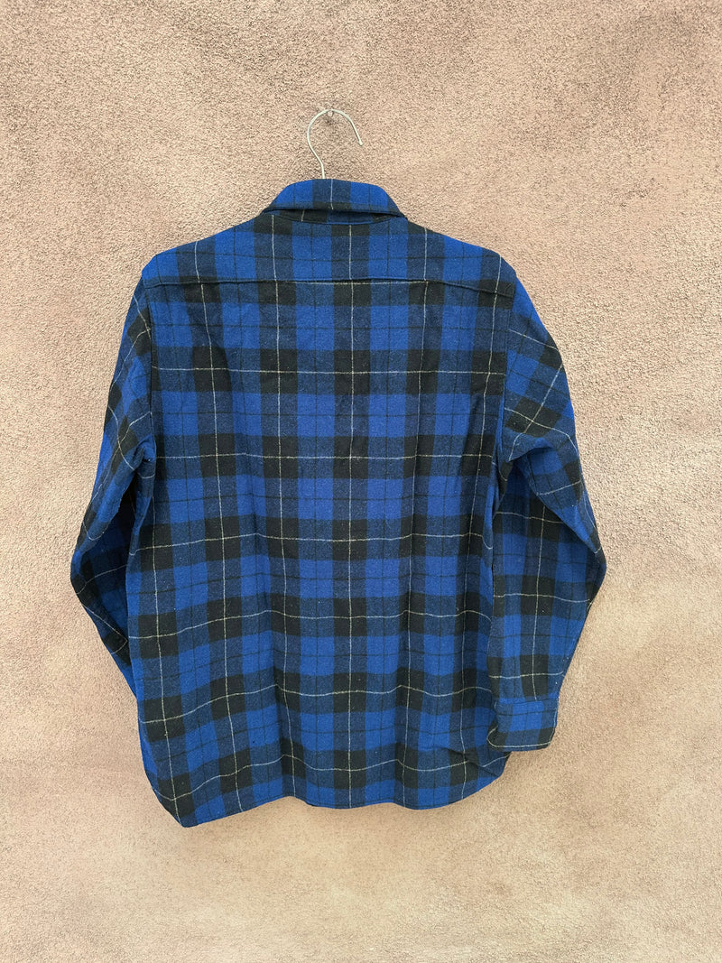 Blue & Black 100% Wool Plaid Shirt by Woolrich