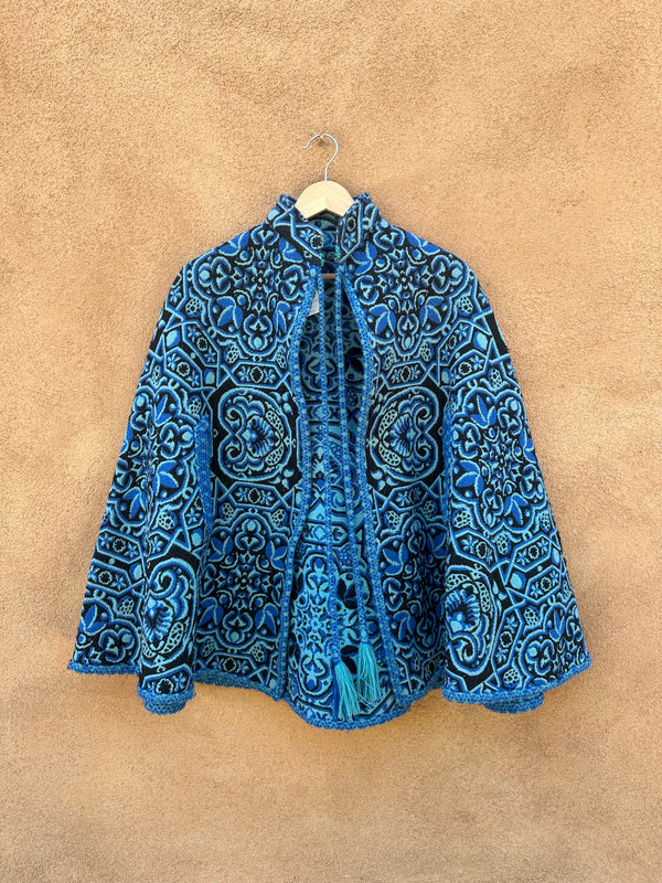 Blue 1960's Tapestry Cape "Carpet Cape"