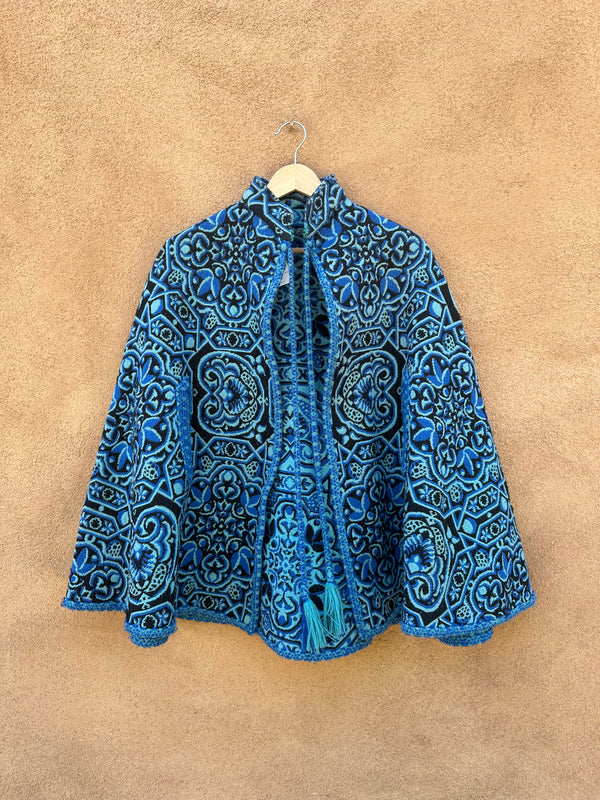 Blue 1960's Tapestry Cape "Carpet Cape"