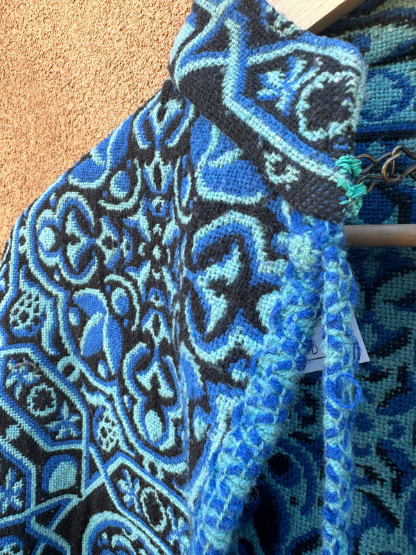 Blue 1960's Tapestry Cape "Carpet Cape"