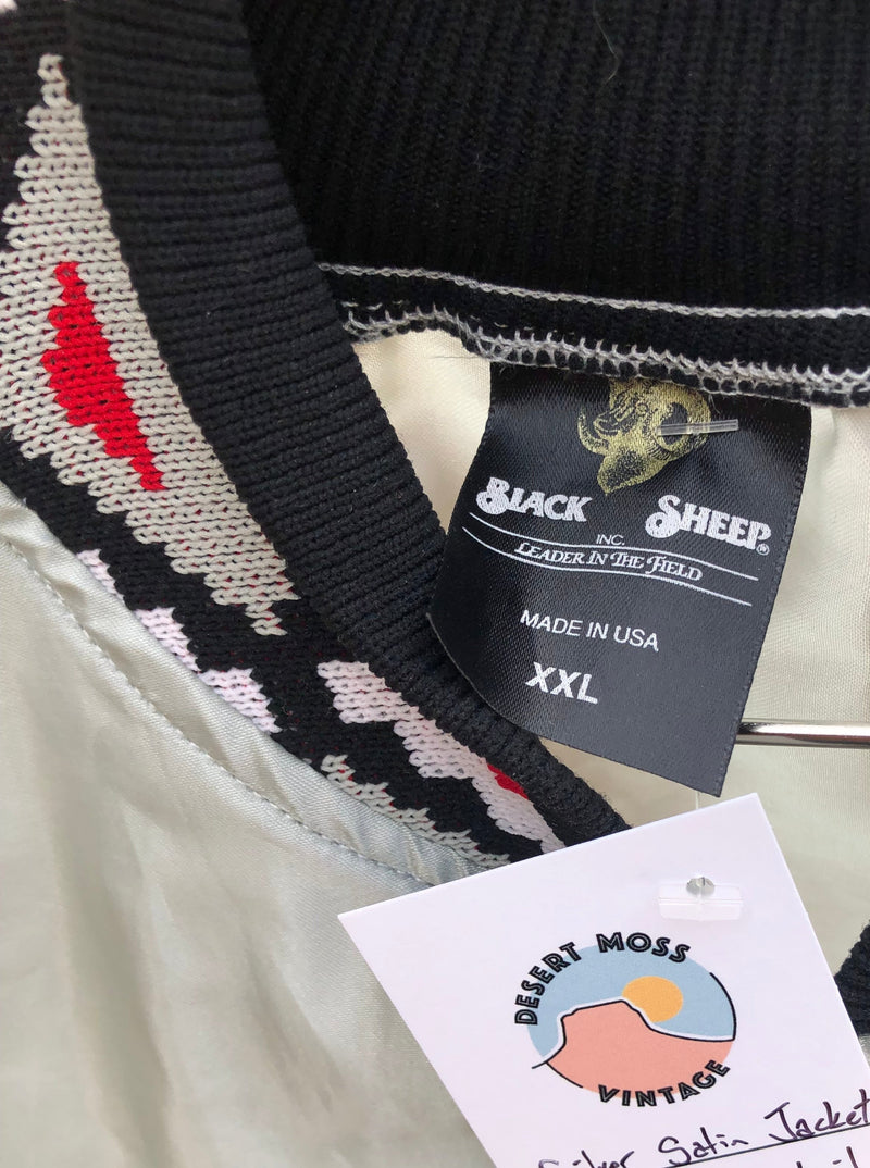 Silver Satin Jacket with Southwest Detail by Black Sheep