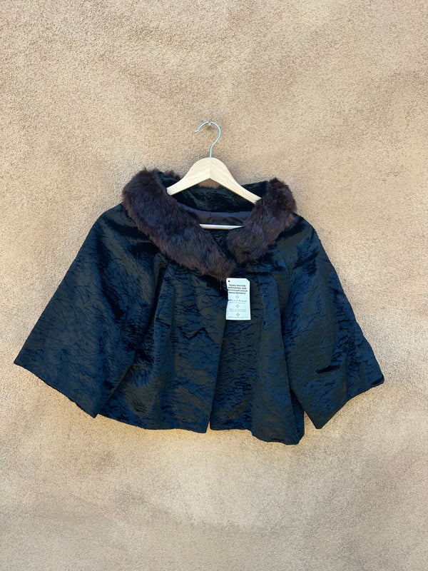 Black Velvet Bolero Jacket w/Mink Collar