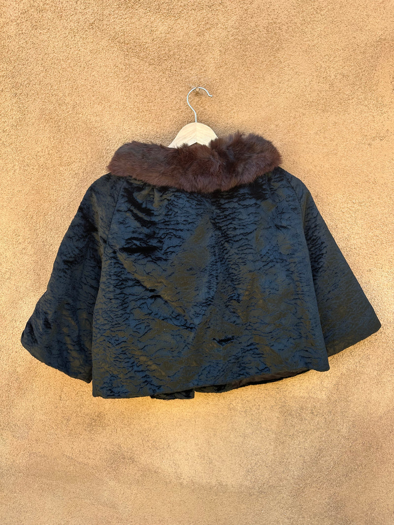 Black Velvet Bolero Jacket w/Mink Collar