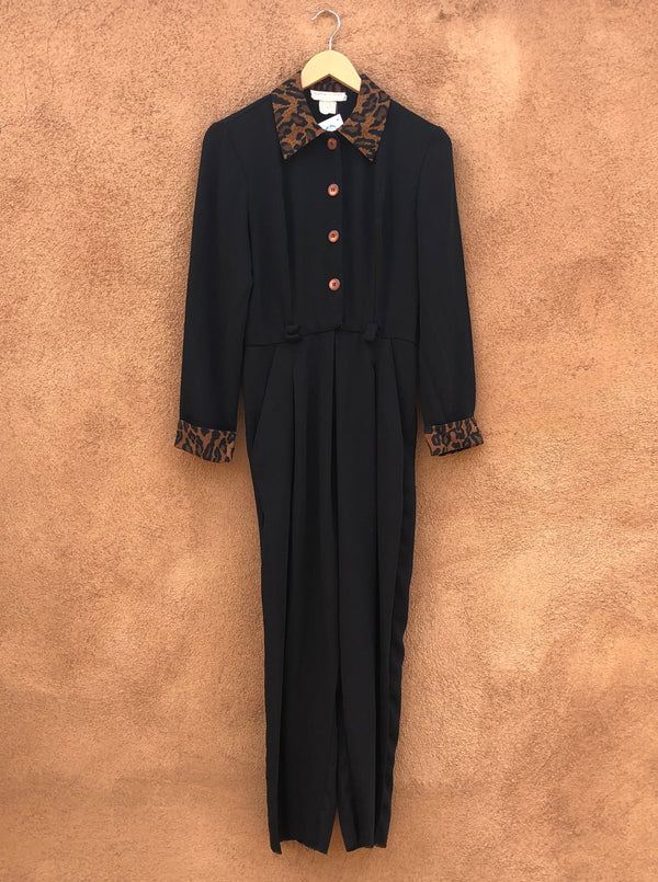 Casual Corner Black Jumpsuit with Jaguar Detail