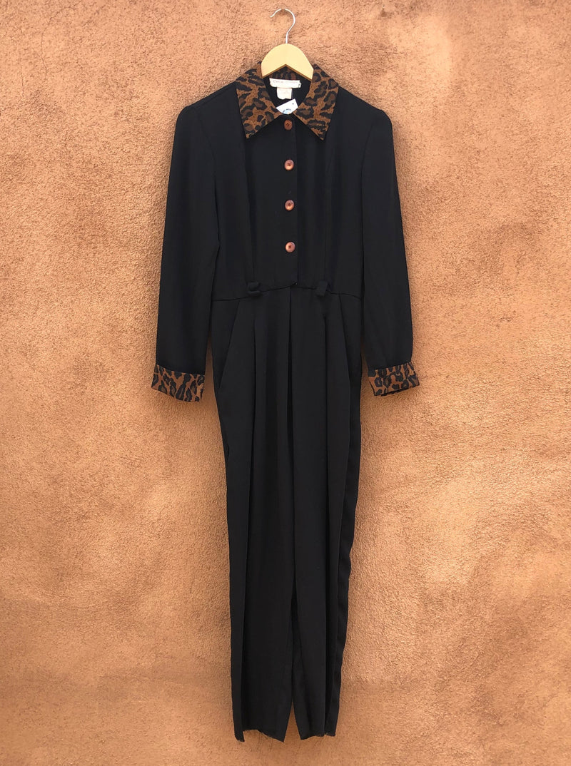 Casual Corner Black Jumpsuit with Jaguar Detail