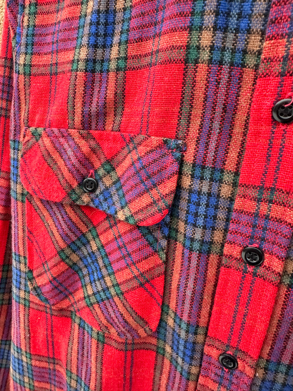 Fieldmaster Plaid Wool Blend Flannel Shirt - Medium